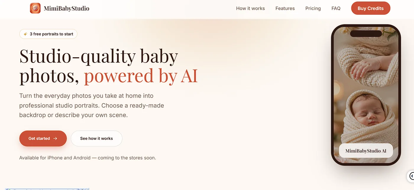 Mimibaby Studio website — homepage